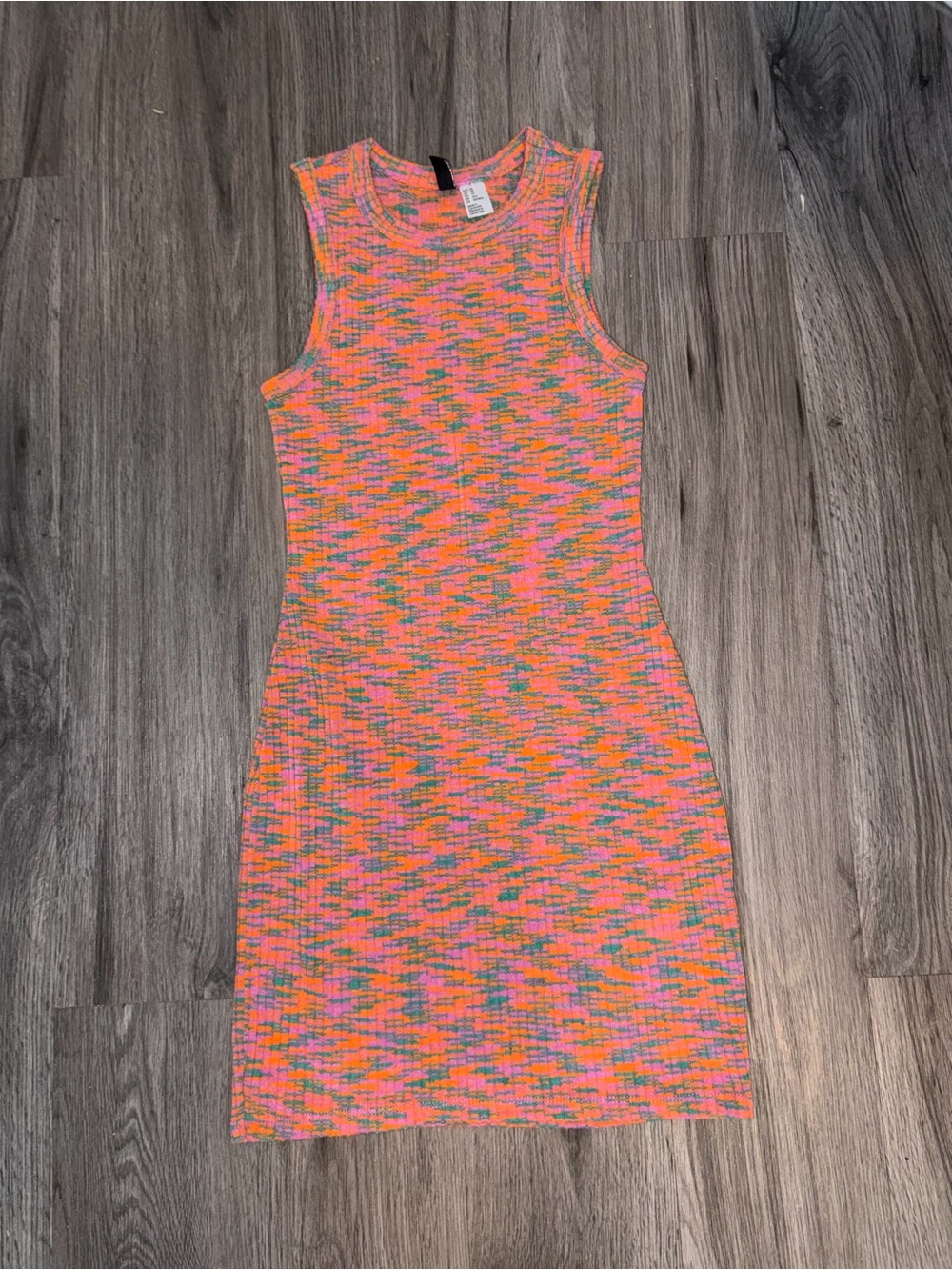 H&M Neon Pink and Orange Space-Dye Sleeveless Bodycon Dress